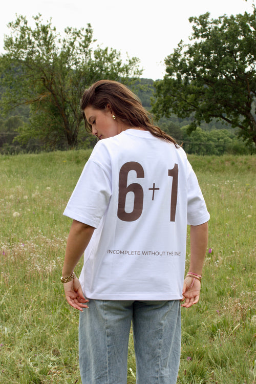 Wit T-shirt maat 6+1 (unisex)